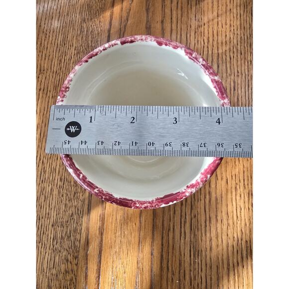 4" Wine Sponge Paint Hand Painted Floral 4" Planter Pot W/saucer - Picture 3 of 6